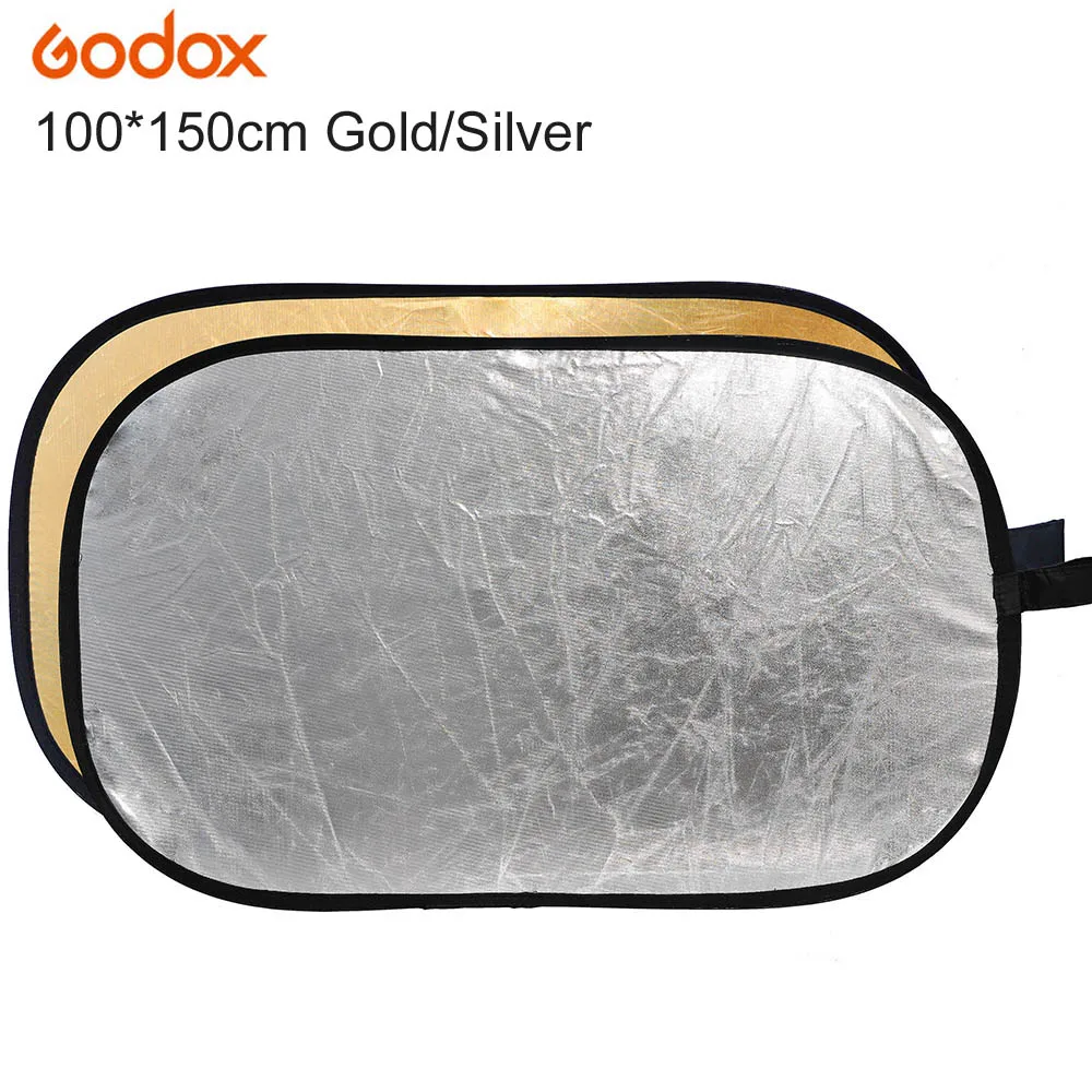 

Godox 2 in 1 100*150cm/40" x 60" Photography Gold Silver Light Mulit Collapsible Portable Photo Reflector for Studio Flash Lamp