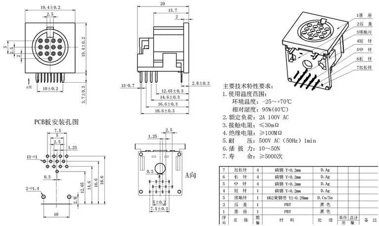 S terminal DS-13-04 S-video Video socket DS DC female socket 13PIN New and original