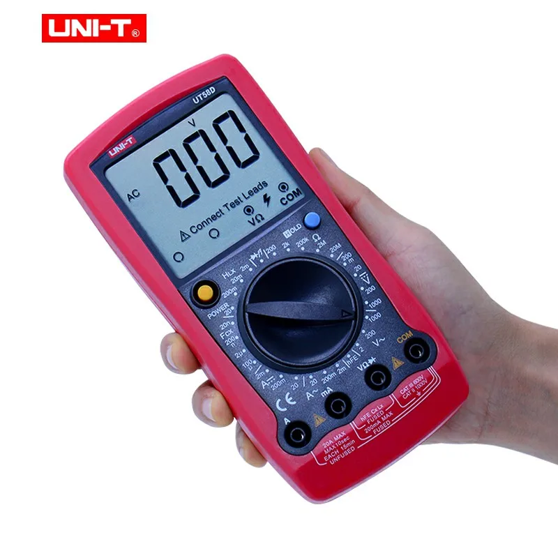 UNI-T Digital Multimeter UT58D AC/DC Volt Amp Ohm Capacitance Inductance Tester 20A