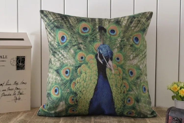 Peacock pillow cover, European court style beautiful animal cartoon Peacock throw pillow case pillowcase wholesale