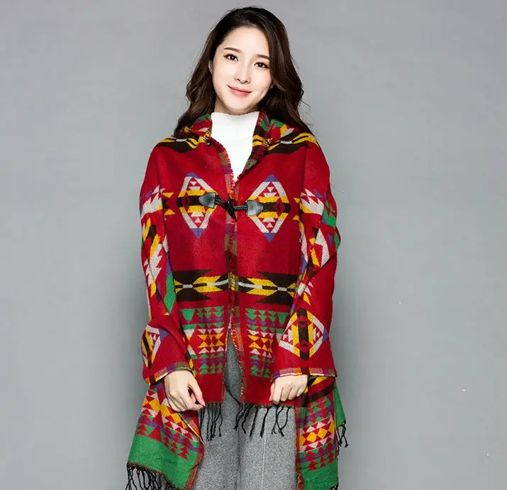 Quốc Gia Nepal Phong Cách Cashmere Khăn Choàng Pashmina Furcal Khăn Choàng nữ Mùa Đông Mũ Trùm Poncho Khăn Quàng Khăn CHOÀNG QUẤN Du Lịch Hình Chăn