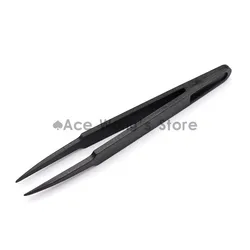 Portable Black Straight Bend Anti-static Plastic Tweezer Heat Resistant Repair Tool 93303