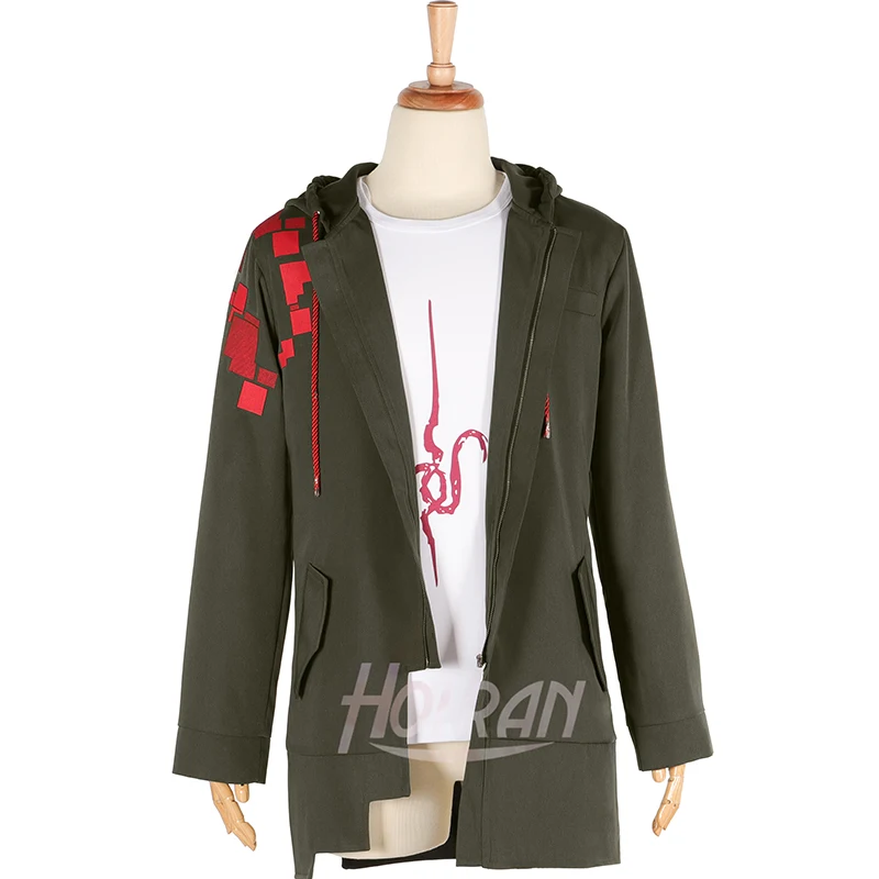 Holran Männer Komaeda Nagito Cosplay Kostüm lange Jacke Umhang T-Shirt Set