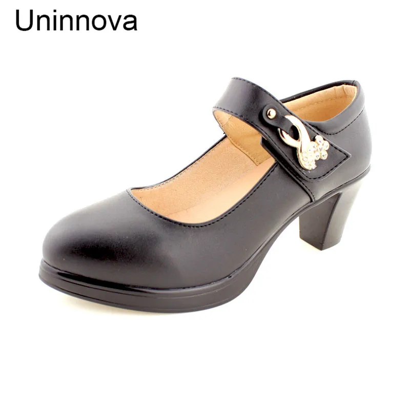 Uninnova Women's Mary Janes Platform Med High Heels Pointed Toe Office Lady Pumps Plus Size 12 WP046-6.0