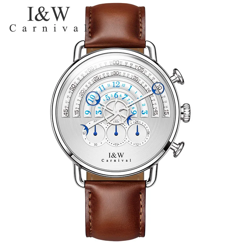 

Unique Men's Runway dial Watch Top brand Carnival Sport Quartz Watch Men with Chronograph Sapphire waterproof erkek kol saati