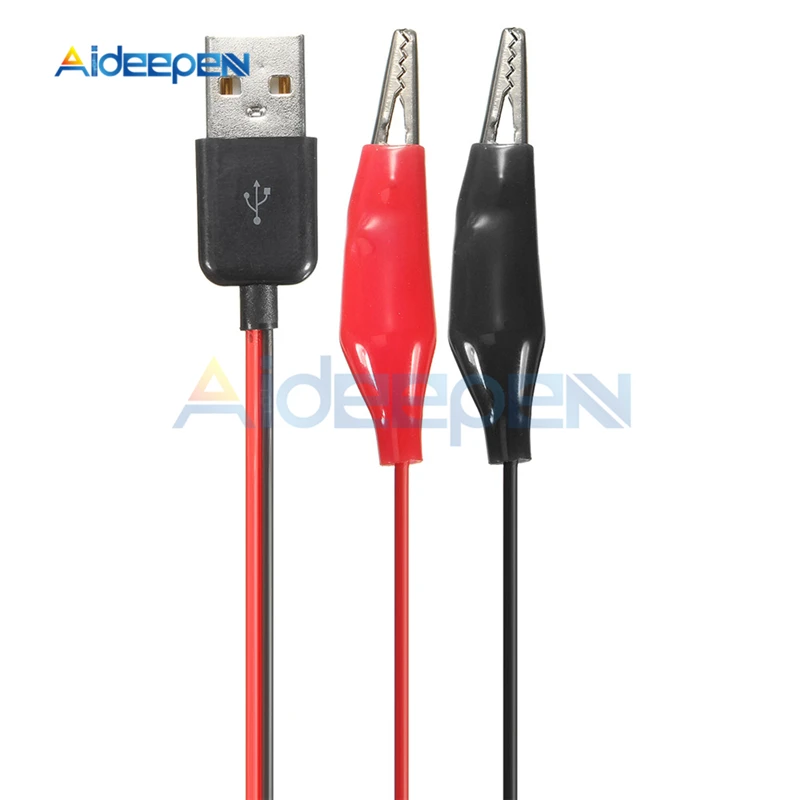 5 buah USB klip buaya steker kawat buaya pria AV untuk USB Tester detektor DC voltase Meter kapasitas Ammeter Monitor pengukur daya
