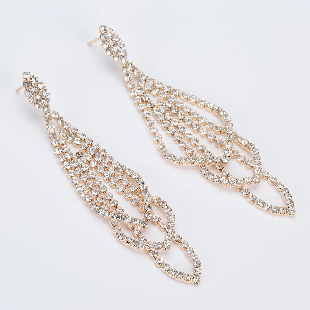 YFJEWE Full Crystal Women Wedding Elegant Party Accessories Long Drop Earrings Jewelry Female Classic Dangle Earrings E469