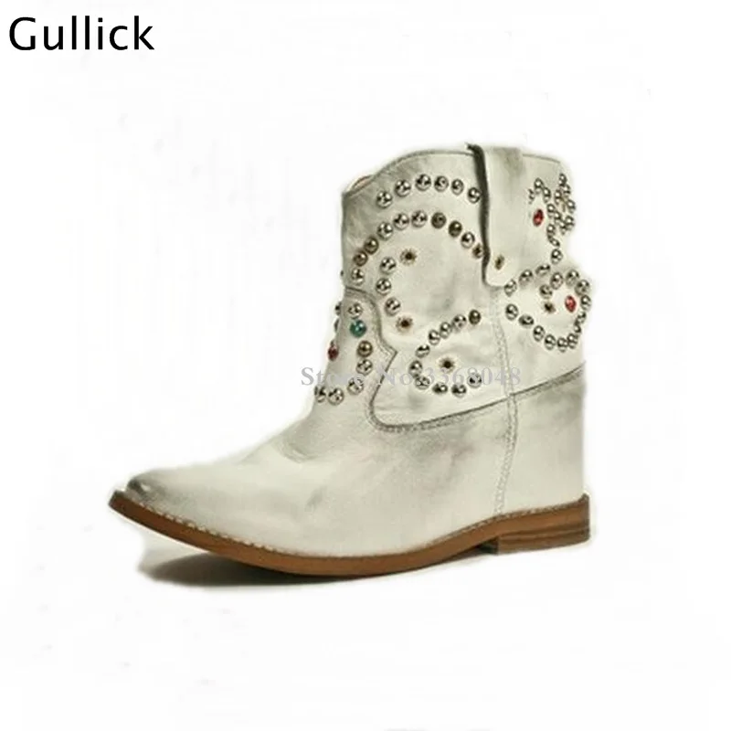 Real Photo High Quality White Ankle Boots Crystal Flower Boots Thick Heel Jeweled Embroidery Hot Selling For Women 2018