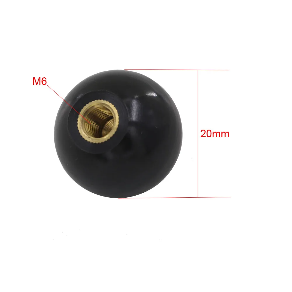 10pcs M6 x 20mm Ball Knob Copper Insert Machine Tool Replacement 6mm Thread 20mm Ball Diameter Bakelite Black Ball Lever Knob