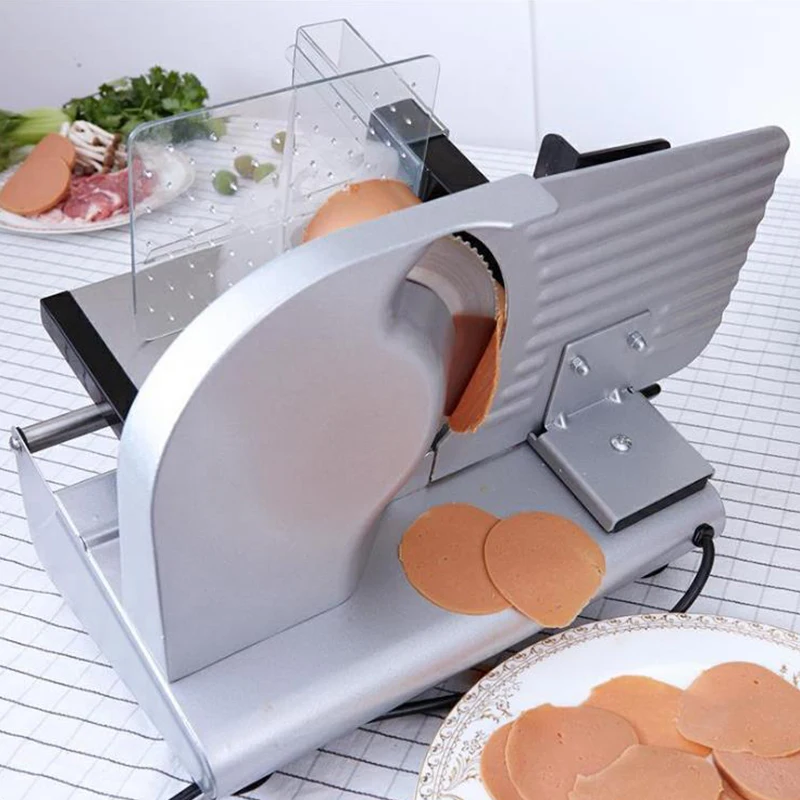 Rebanador eléctrico de carne para el hogar, rebanador de cordero y carne de res, pan, jamón, verduras, grosor ajustable, 0-22mm