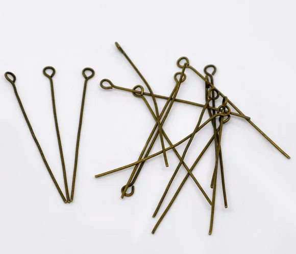 

DoreenBeads 300PCs Ancient Bronze Color Metal Eye Pins DIY Making Necklace Bracelet Handmade Jewelry Findings 50x0.7mm(21 gauge)