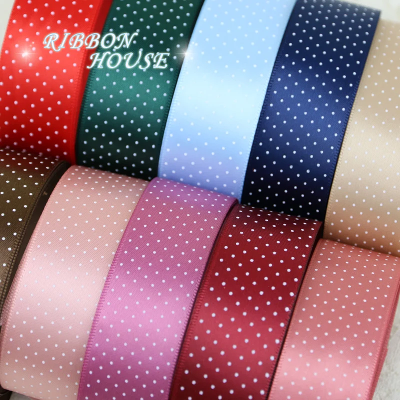 (2 meters/lot) 25mm Cartoon Polka Dots Printed Grosgrain Ribbon Lovely Series Ribbons DIY handmade materials Sewing Accessories