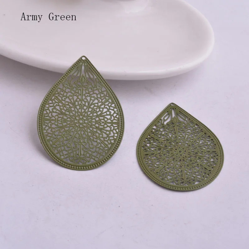 30 Stück AA1533 49*33mm Filigraner Wassertropfen Großer Anhänger aus Messing Tropfenförmiger Anhänger DIY Ohrring-Zubehör Fermoirs Pour Fabrication Bijoux – Detail 10