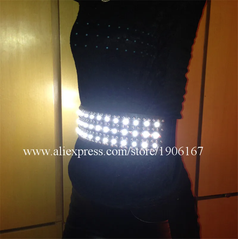 Hot Sale LED Luminous White Light Up Costumes Girdle Suit Clothes For Sxey Women Flashing LED DJ Party Dance Wear