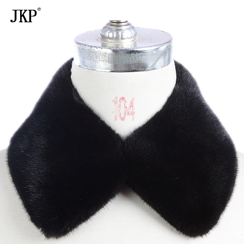JKP-bufanda de piel de visón Real para hombre y mujer, cuello de piel de visón Natural de punto, abrigo cálido, bufanda de piel de visón para