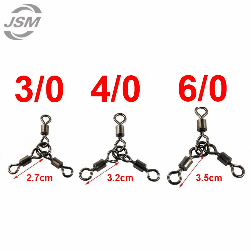 JSM 15pcs Heavy Three Way Fishing Swivel Sea Fishing Heavy Three Way Swivels Connector Set With Box Carp Fishing Accessories