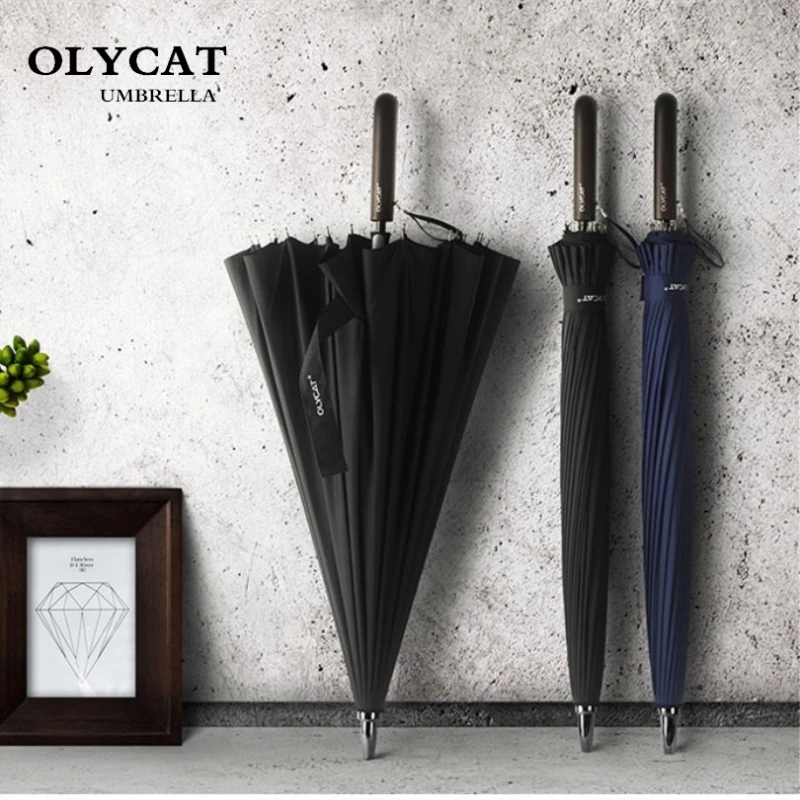 OLYCAT-Large Rain Umbrella for Men and Women, Windproof, Walking Stick, Golf Umbrellas, Parasol Cane, 24K