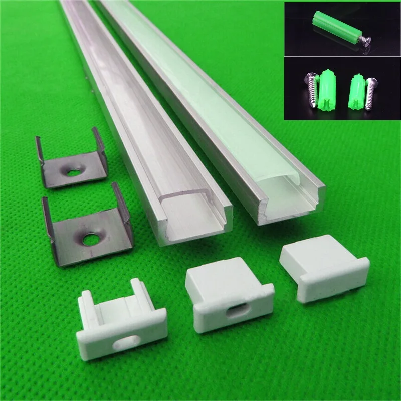 5-30Pcs/Lot 1m Aluminum Profile For Led Strip Milky Transparent Cover For 12mm 5050 With Fittings Slim Bar Light