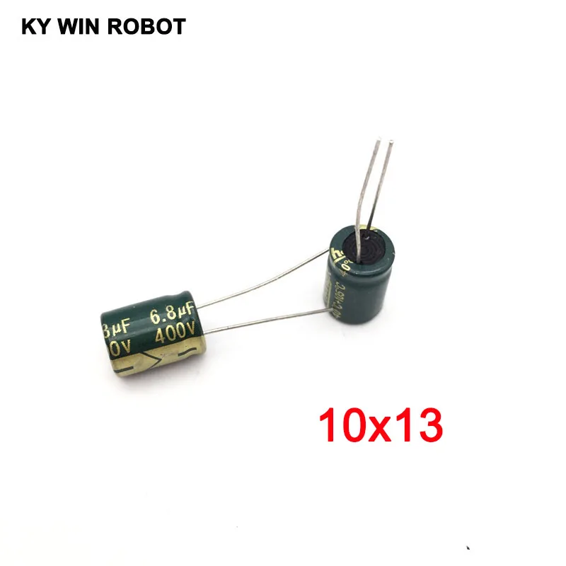 10 قطعة 400V 6.8 فائق التوهج 10x13 مللي متر 105C شعاعي عالية التردد مقاومة منخفضة مُكثَّف كهربائيًا 6.8 فائق التوهج 400V