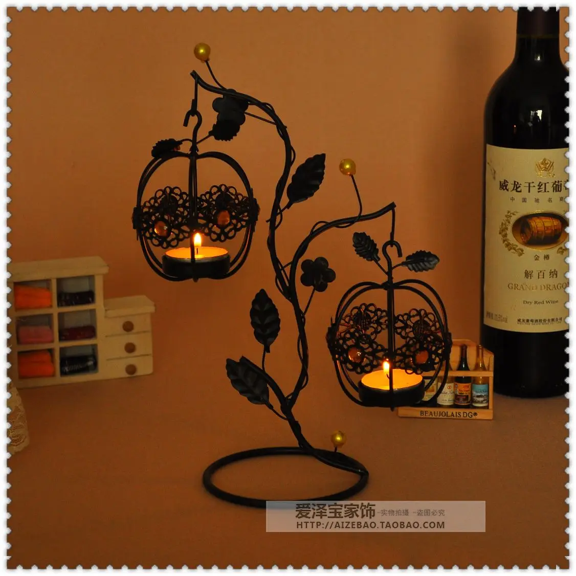 Fashion lantern tieyi mousse vintage hanging mousse at both ends new house decoration candle