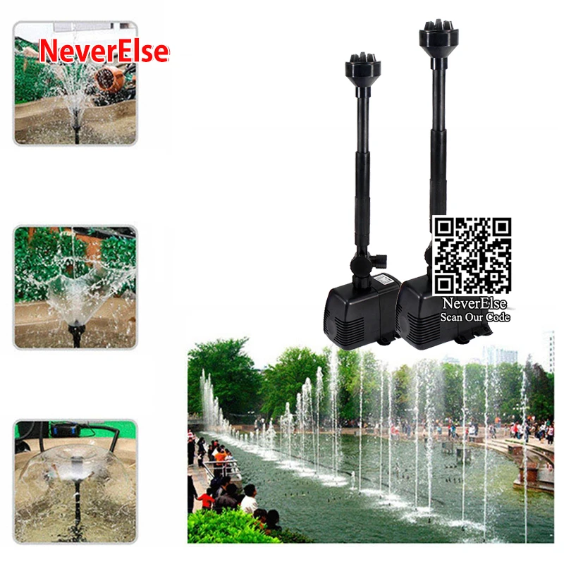 Fountain Pump with 3/5Kinds Nozzles 8/16/22/28/40W for Aquarium Fish Tank Pond Hydroponics Garden Indoor Outdoor Adjustable Flow