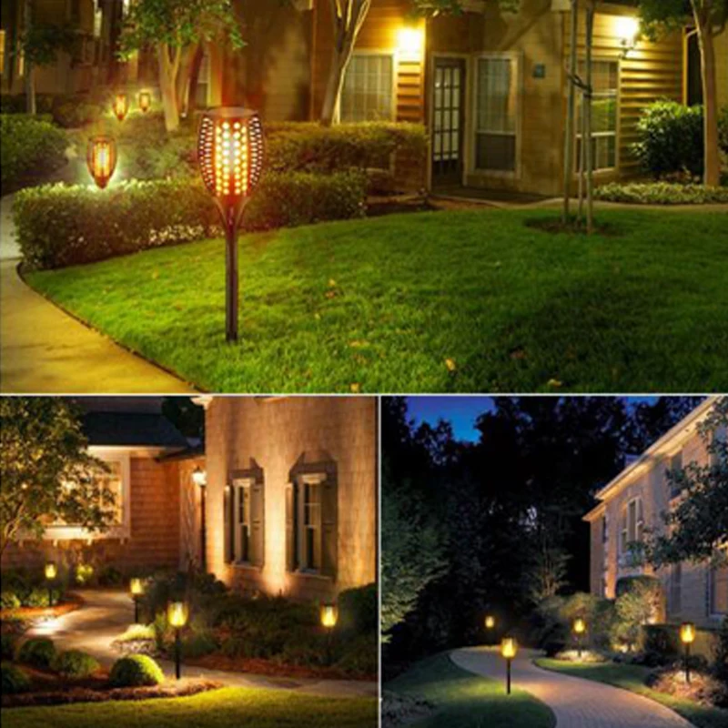 96 LEDs Outdoor LED Solar Lights For Garden Decoration Flame Flickering Solar Lamps For Garden Waterproof Outdoor Lighting IP65