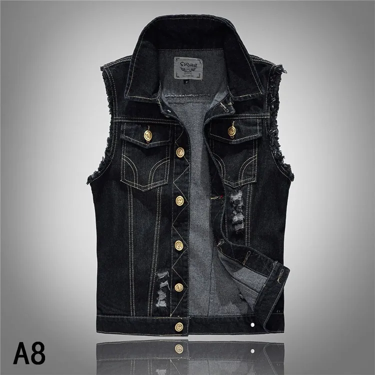 DIMUSI New Spring Autumn Vintage Design Men's Denim Vest Male