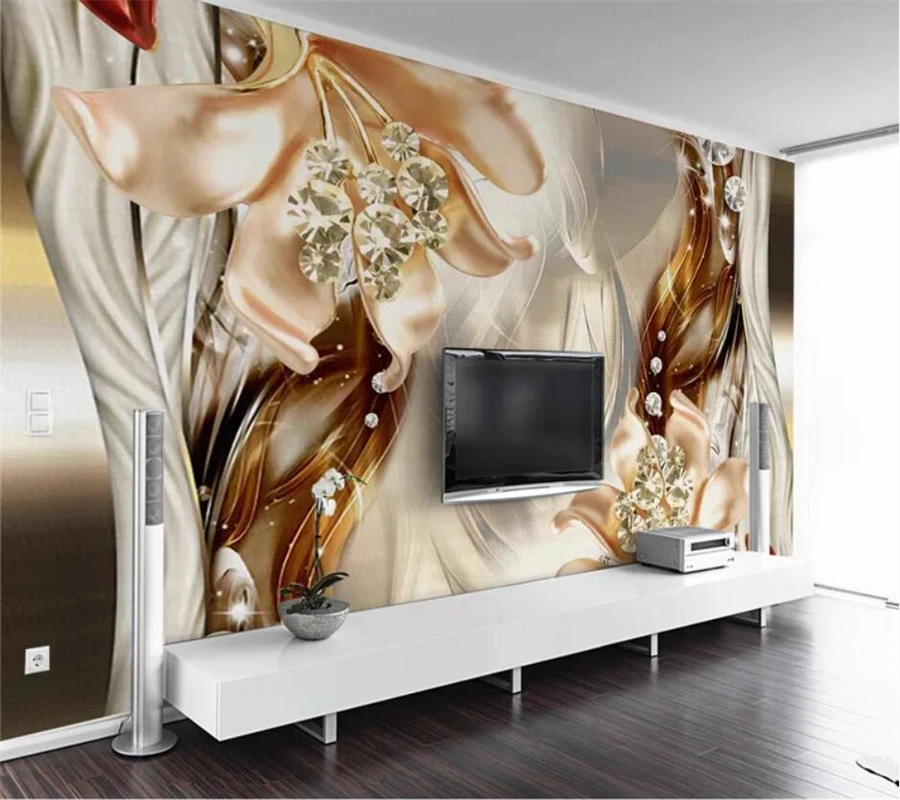 

Custom wallpaper 3D mural dreams 5d jewels flowers jewels TV background wall living room bedroom papier peint mural 8d wallpaper