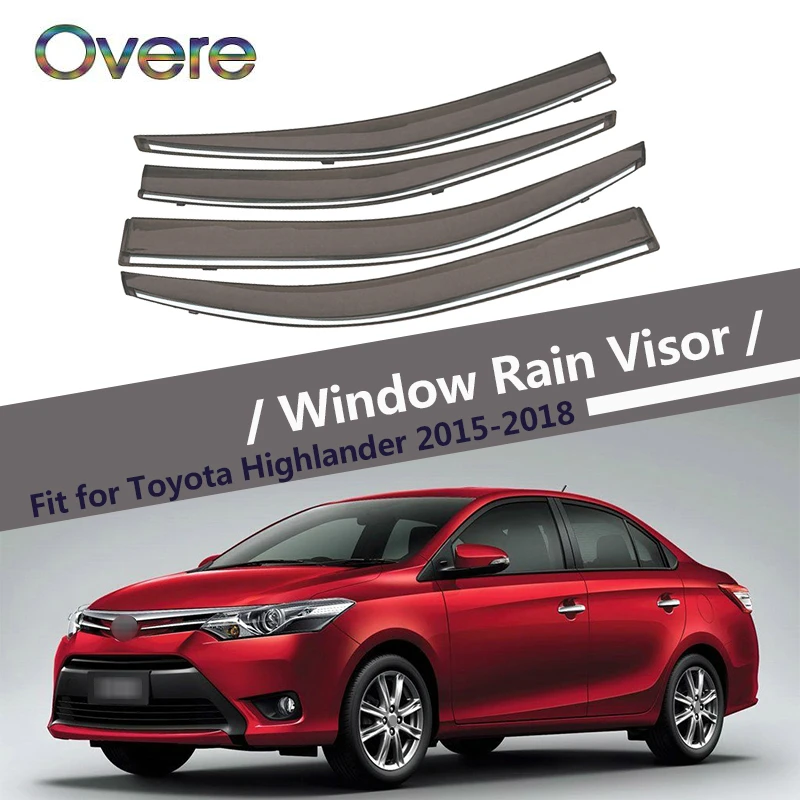 OVERE NEW 1Set Smoke Window Rain Visor For Toyota Vios XP150 2014 2015 2016 2017 2018 Vent Sun Deflectors Guard Accessories