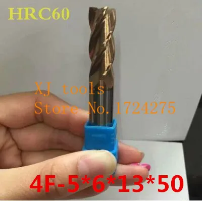 

5PCS Superior quality 4F-5.0*6*13*50 HRC60 Solid Carbide End Mill CNC Milling Cutter Tool Bits For Steel Milling Free Delivery
