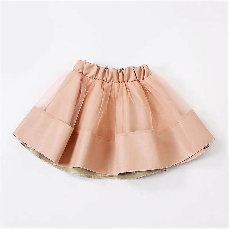 Fanfiluca Girls Skirts 2018 New Baby Girl PU Faux Leather Mesh Patchwork Skirt Autumn Clothes Girls 8 Years Pink Tutu Pettiskirt