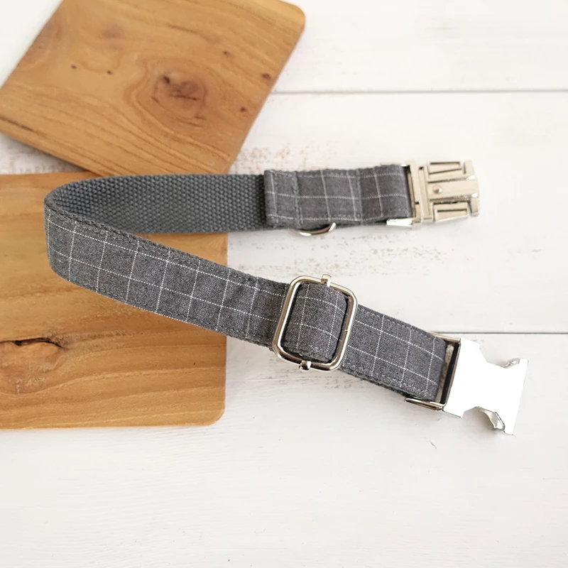 MUTTCO retailing cool plaid collar handmade dog collar THE SUIT PLAID 5 sizes dog collar UDC001