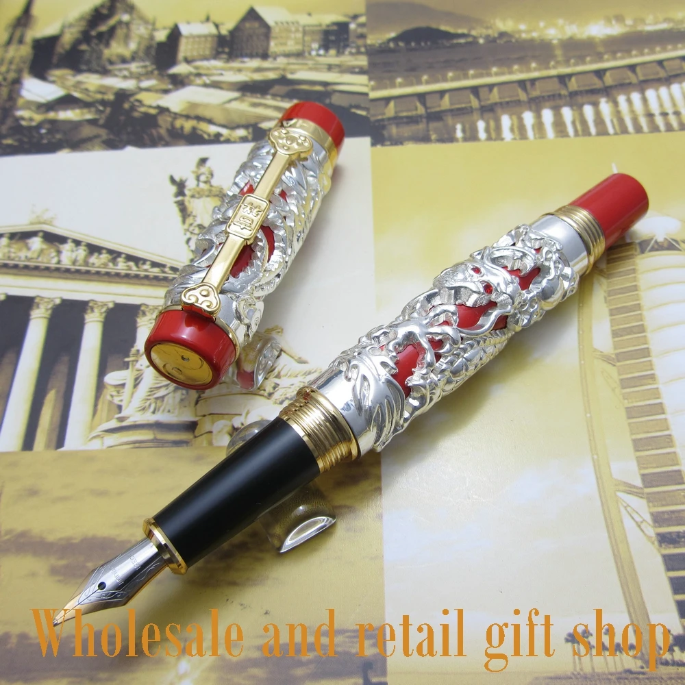 6pcs pen Jinhao Dragon Phoenix Heavy Chinese Classical Luck Clip fountain Pen