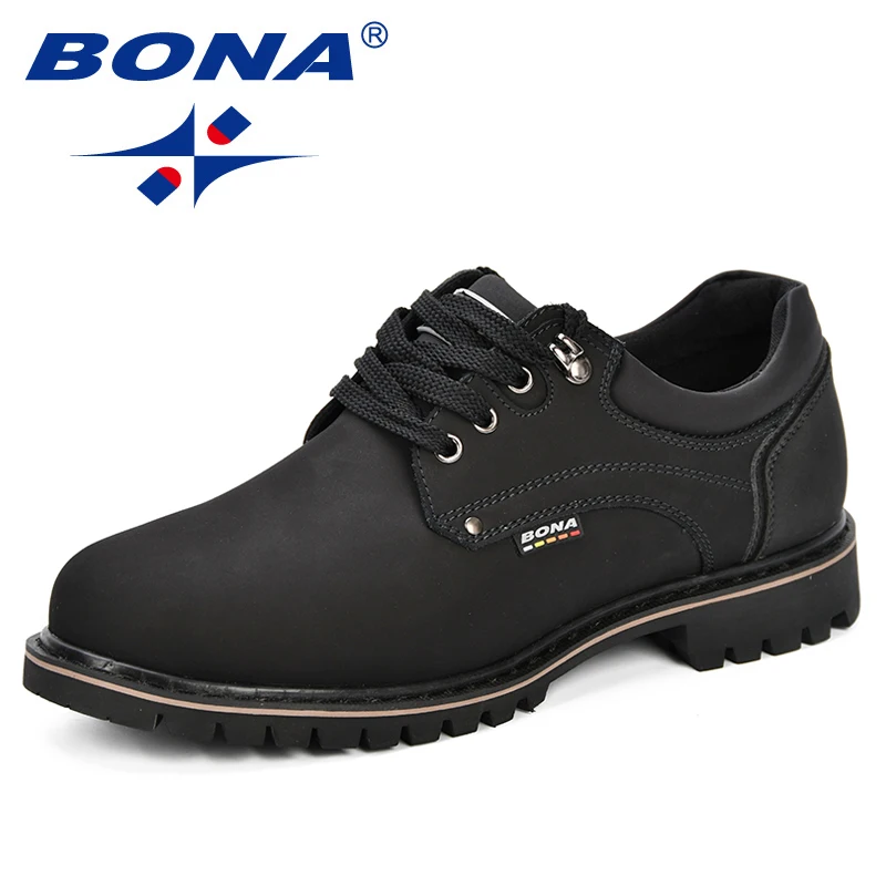 BONA – chaussures décontractées en cuir pour hommes, chaussures d\'automne plates, vache fendue, Oxfords pour hommes, livraison gratuite