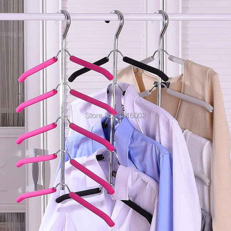 

30pcs Multilayer Hanger Fish Bone Shape Stainless Steel Clothing Storage Holder Rack Wardrobe Hanging