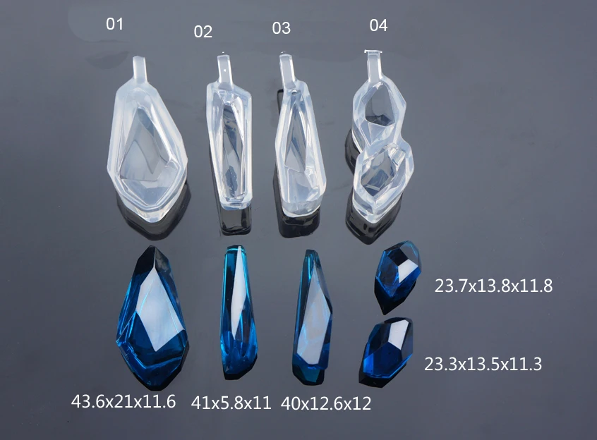 Transparent Silicone Diamond cut surface Pendant Mould For Resin Real Flower DIY Mould Jewelry Making Tool Irregular stone