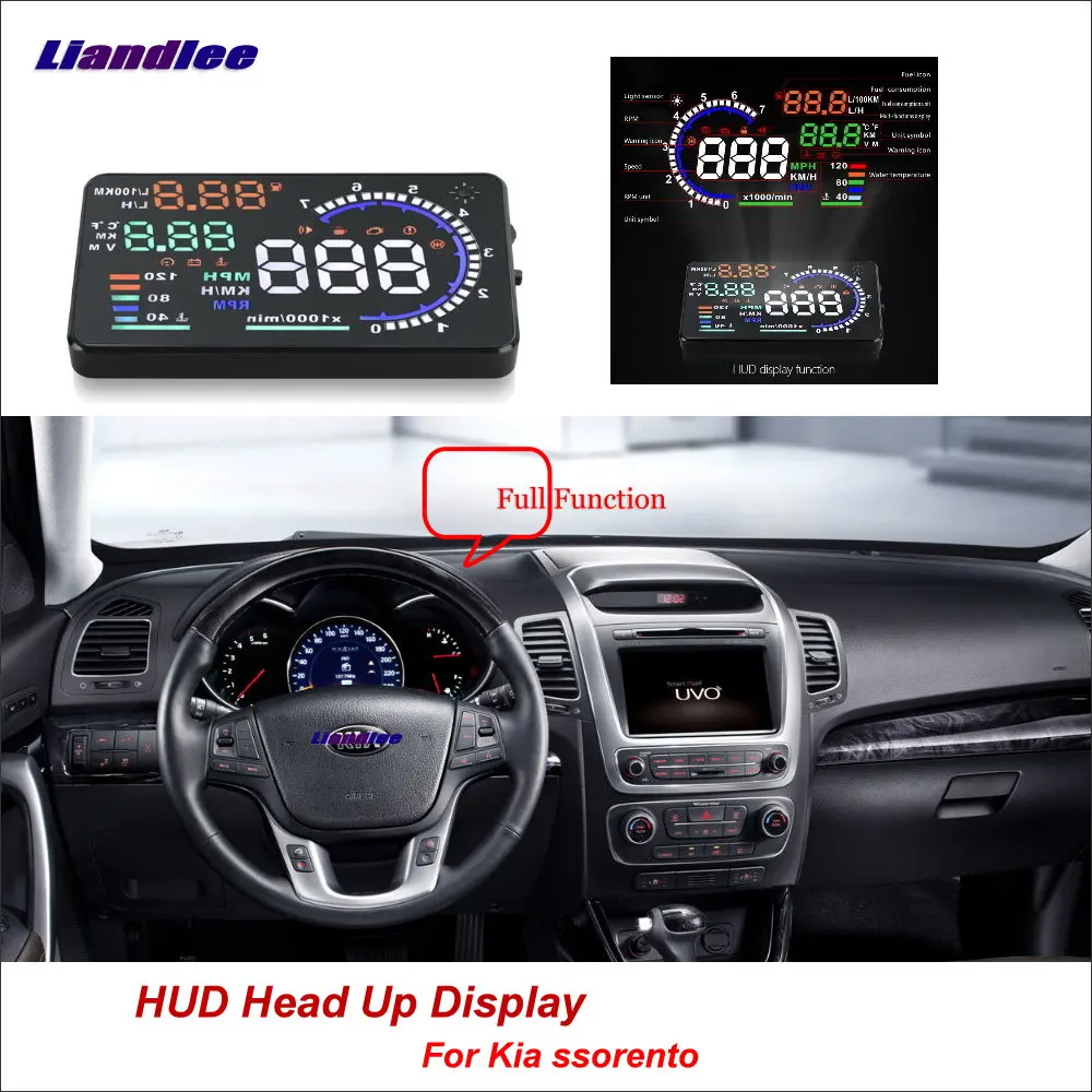 Full Function HUD Car Head Up Display For Kia ssorento 2010-2018 Safe Driving Screen OBD Data Projector Windshield