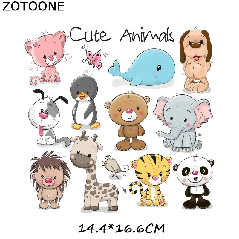 ZOTOONE Cute Bear Animals Patches Iron-on Transfers for T-Shirt Children Gift DIY Clothes Stickers Lovely Dolphin Appliques G