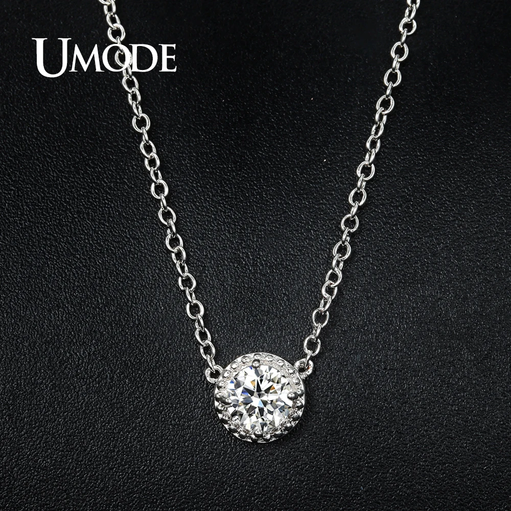 UMODE Wedding & Engagement Jewelry for Women White Gold Color Round CZ with Necklaces & Earring & Ring Sets Gift US0043