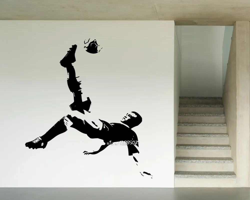 Soccer Player Vinyl Wall Stickers Sport Ball Sport Decor GYM Wall Decal Artistic Design Wallpaper Perfect Quality Mural  SA816