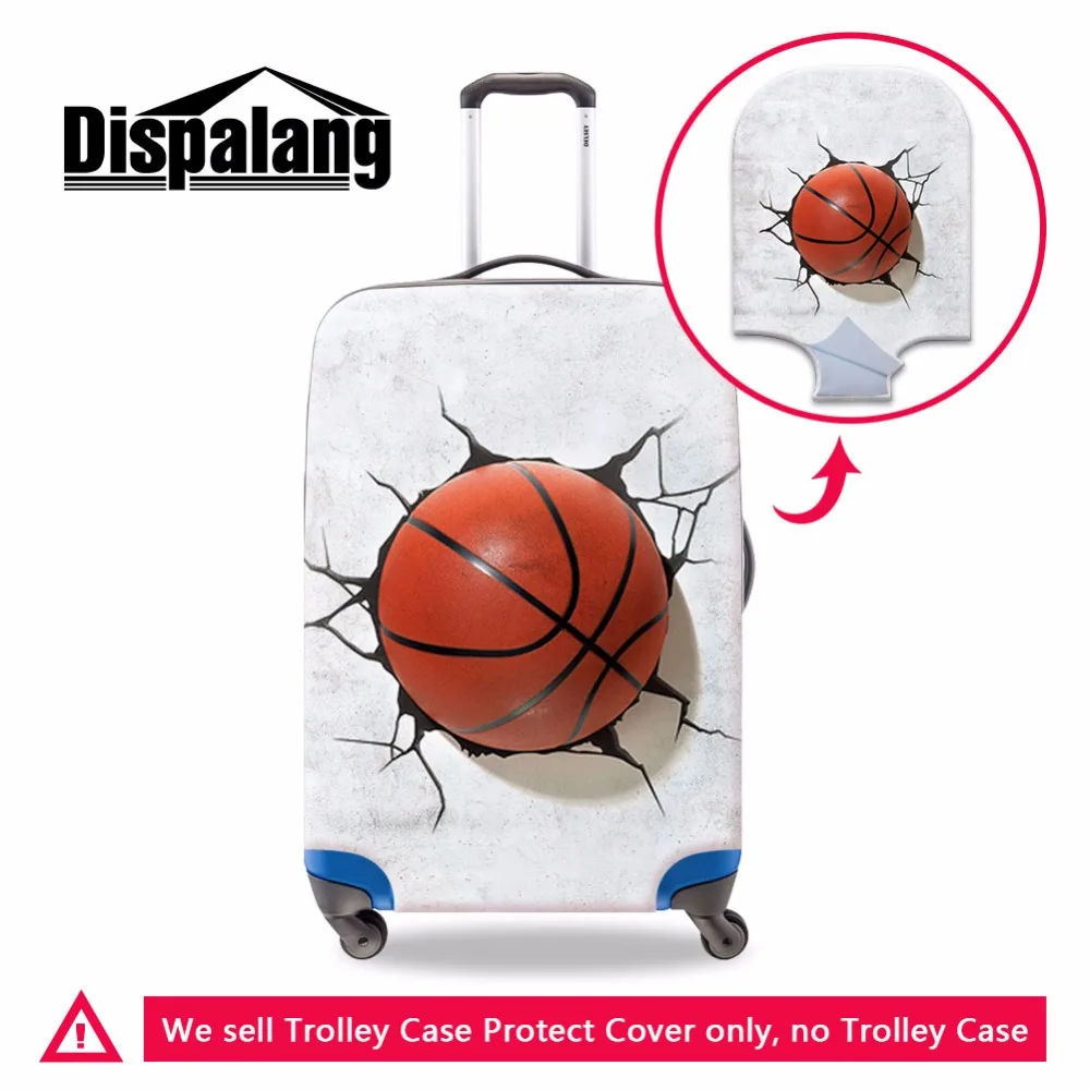 Foldable Soccers Rugbys Luggage Cover with Zipper Closure Cool BasketBalls 3D Printed Spandex Suitcase Cover Travel Accessory