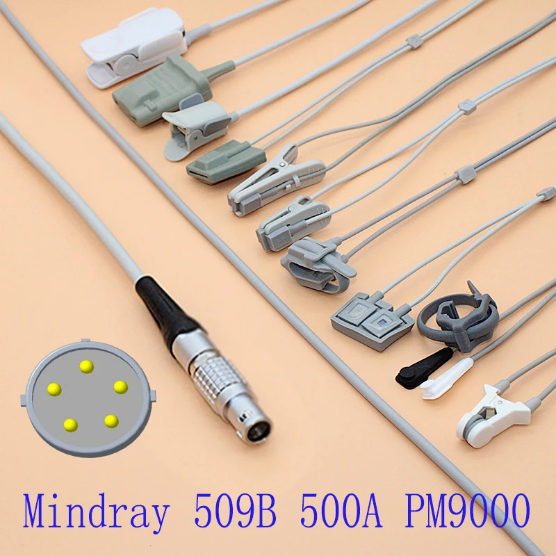 

Compatible Mindray 500A 509B PM9000 Spo2 sensor cable for adult/pediatric/child/Neonate/veterinary,Lemo 5P FGG.1B probe cable.