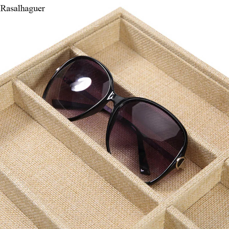 Linen 10/12 Grids Sunglasses Display Box Jewelery Display Glasses Display Props Jewelry Organizer Tray Fashion Cases Packaging