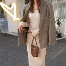 Vintage Women's Double Breasted Plaid Blazer #5