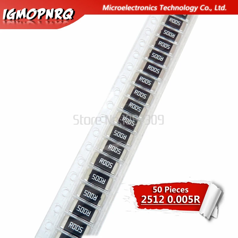 

50PCS 2512 SMD Resistor 5% alloy resistor 2W 0.005R 0.005 ohm 5mR R005