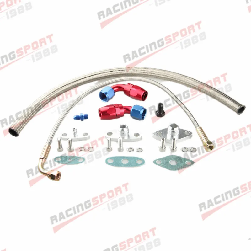 

Turbocharger Oil Feed Drain Return Line Kit 4AN 10AN For Toyota Supra 1JZ/2JZ 1JZGTE 2JZGTE Twin Turbo to Single Turbo Conversio