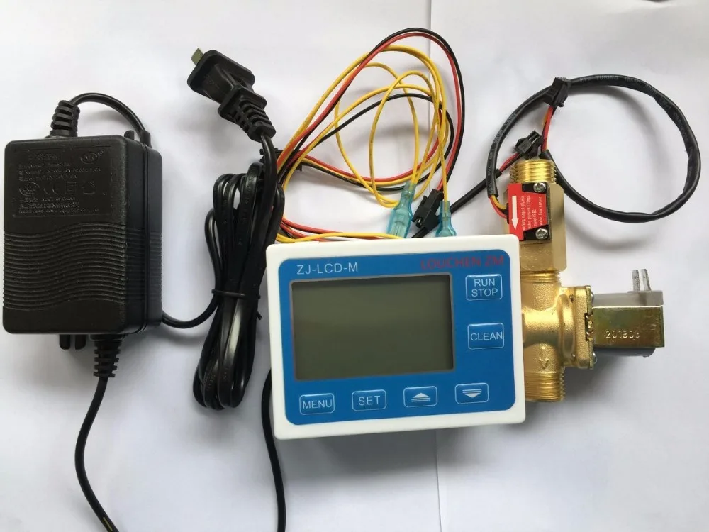 

LOUCHEN ZM LCD Controller Flowmeter +110V-220V Power Adapter + Brass G1/2 Flow Sensor And Solenoid