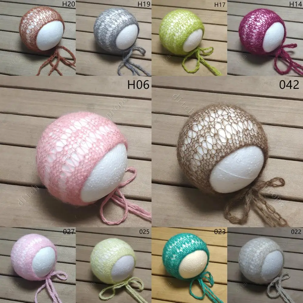 

Реквизит для фотосессии новорожденных, мохеровый чепчик, вязаный вручную реквизит для детской фотографии, ажурная шапка