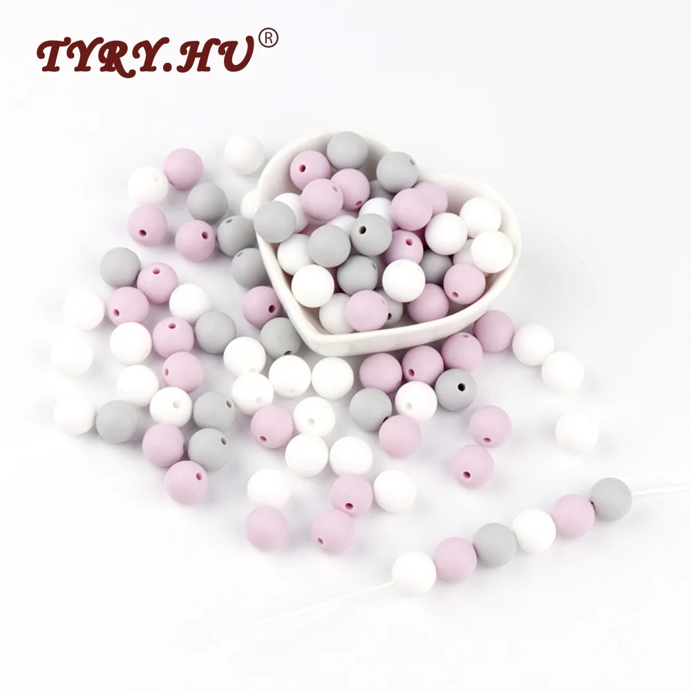 TYRY.HU 12mm Silicone Beads 30pcs Round Baby Teething Beads BPA Free Baby Mordedor Perle Silicone Dentition For Necklace Making