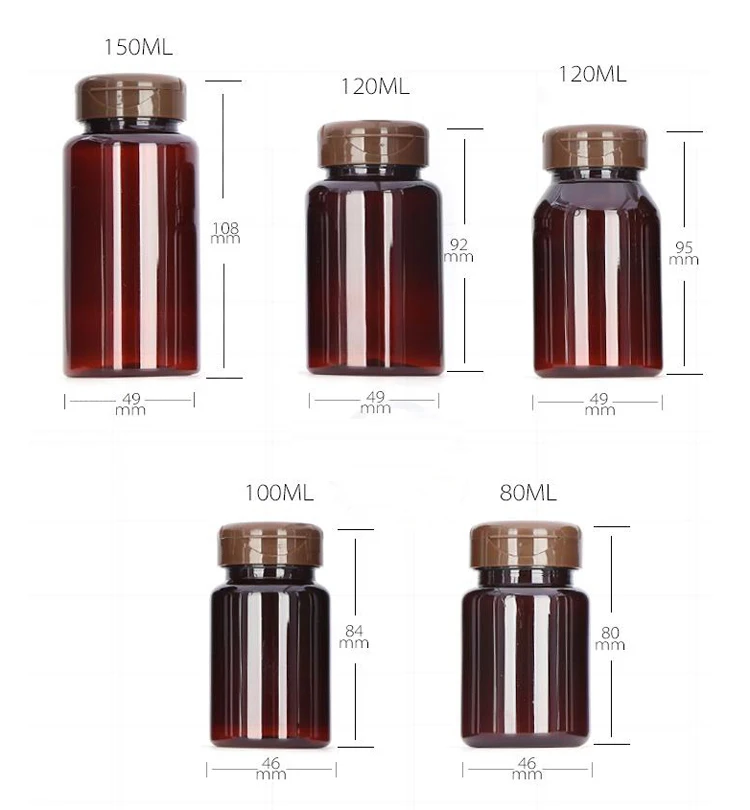 20pcs 120ml Translucent Amber PET Flip Bottles, Capsules Bottles,Pills Bottles, Powder Bottles, 120cc Medicine Bottles